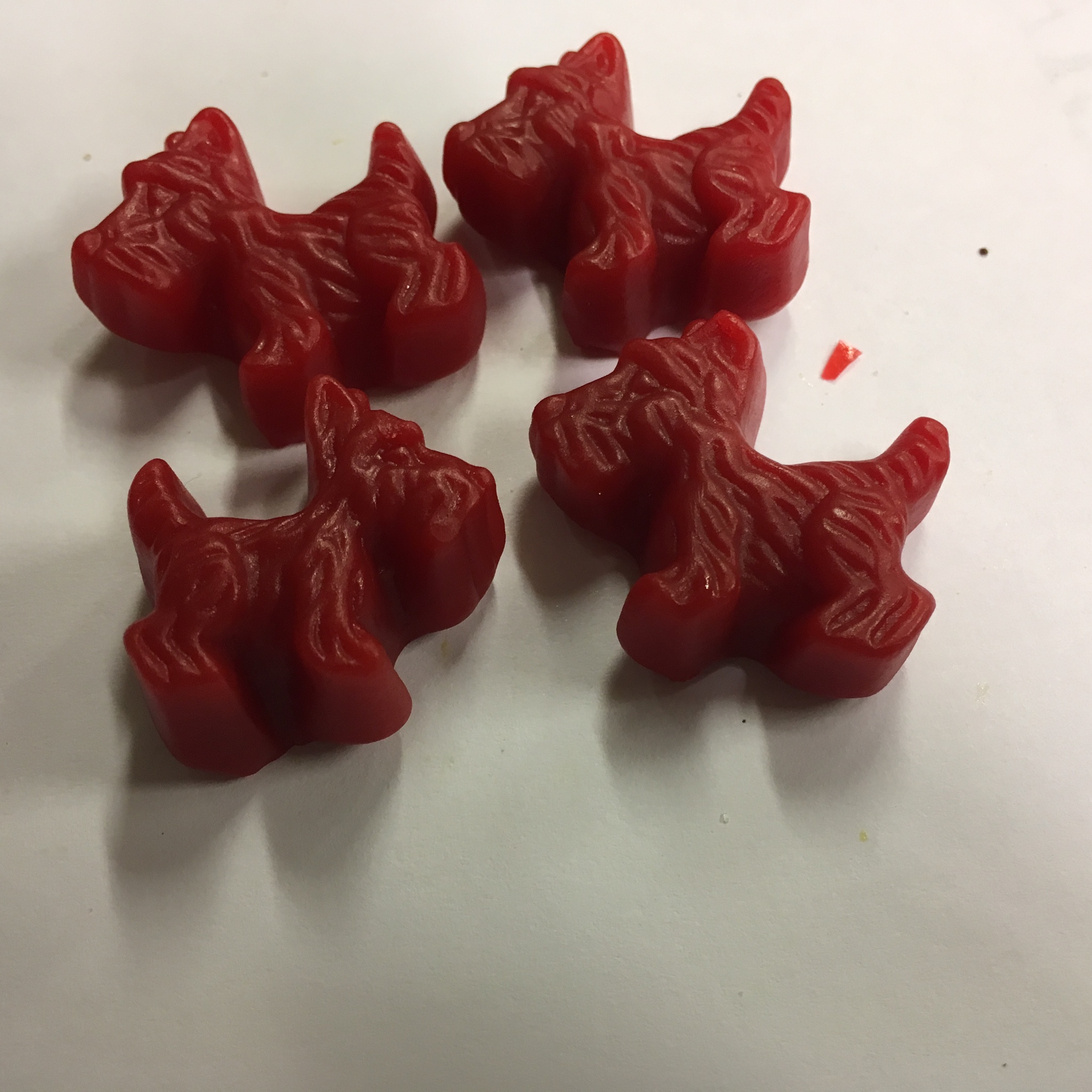 Red licorice shapped like a scotty dog